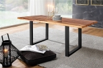 Baumkante Esstisch Sheesham shinafarben 280x100 U-Gestell schwarz Lotti