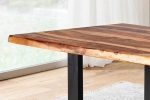 Baumkante Esstisch Sheesham shinafarben 280x100 U-Gestell schwarz Lotti
