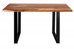 Baumkante Esstisch Sheesham shinafarben 280x100 U-Gestell schwarz Lotti