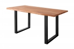 Baumkante Esstisch Indisches Rosenholz teakfarben  160x85 U-Gestell schwarz Lotti