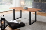 Baumkante Esstisch Indisches Rosenholz teakfarben  160x85 U-Gestell schwarz Lotti