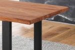 Baumkante Esstisch Indisches Rosenholz teakfarben  160x85 U-Gestell schwarz Lotti