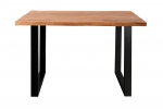 Baumkante Esstisch Indisches Rosenholz teakfarben  160x85 U-Gestell schwarz Lotti