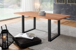 Baumkante Esstisch Indisches Rosenholz teakfarben  240x100 U-Gestell schwarz Lotti