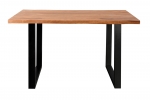 Baumkante Esstisch Indisches Rosenholz teakfarben  240x100 U-Gestell schwarz Lotti