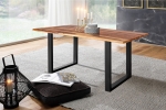 Baumkante Esstisch Indisches Rosenholz shinafarben 140x80 schwarz MAREK