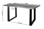 Baumkante Esstisch Indisches Rosenholz shinafarben 140x80 schwarz MAREK