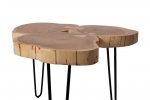 Couchtisch 3 Baumscheiben 65x55x45 cm Akazie naturfarben Metallfüße schwarz ILEA