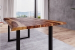 Baumkante Esstisch Sheesham-Holz shinafarben lackiert 160x85 schwarz London