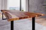 Baumkante Esstisch Sheesham-Holz shinafarben lackiert 280x100 schwarz London