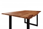 Baumkante Esstisch Sheesham teakfarben 120x80 schwarz Mailand