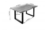 Baumkante Esstisch Sheesham teakfarben 120x80 schwarz Mailand