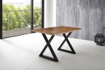 Esstisch Baumkante massiv Akazie natur 180 x 90 schwarz X-Gestell LUBIN