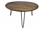 Couchtisch Akazie massiv Hairpin-Gestell Metall 90x90x45 cm nussbaumfarben schwarz Nagar