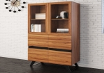 Highboard 98 x 44 x 175 cm Akazienholz nussbaumfarben SARAH