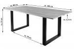 Baumkantentisch Hevea massiv eichefarben 140 x 80 cm U-Gestell schwarz MAILO