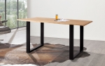 Baumkantentisch Hevea massiv naturfarben 160 x 85 cm U-Gestell schwarz MAILO