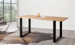 Baumkantentisch Hevea massiv naturfarben 180 x 90 cm U-Gestell schwarz MAILO