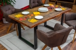Baumkantentisch Rough Wood Platte 160 cm U-Gestell schwarz Ramon