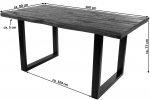 Baumkantentisch Rough Wood Platte 160 cm U-Gestell schwarz Ramon