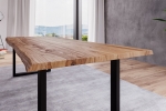 Baumkante Esstisch Sheesham naturbelassen 260x100 schwarz London