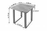 Esstisch Baumkante massiv Akazie natur 90 x 90 silber U-Gestell LUBIN