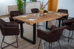  Esstisch Baumkante Akazie stone 220 (320) x 100 mit Ansteckplatten BARCELONA