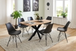 Esstisch Baumkante massiv Akazie natur 140 x 80 cm Spider-Gestell schwarz Kalea