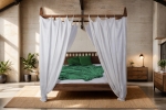 Himmelbett 180x200 cm Massivholzbett Akazie nougat Zoe