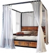 Himmelbett 140x200 cm Mangoholzbett natur inkl. Vorhang Ira