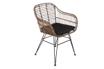 Esszimmerstuhl Armlehnenstuhl Rattan Farbe braun inkl. Kissen ANTALYA