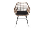 Esszimmerstuhl Armlehnenstuhl Rattan Farbe braun inkl. Kissen ANTALYA