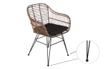 Esszimmerstuhl Armlehnenstuhl Rattan Farbe braun inkl. Kissen ANTALYA