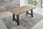 Baumkante Esstisch Indisches Rosenholz natur 160x85 A-Gestell schwarz Lotti