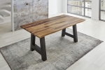 Baumkante Esstisch Indisches Rosenholz shinafarben  180x90 A-Gestell schwarz Lotti