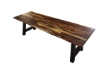 Baumkante Esstisch Sheesham shinafarben  280x100 A-Gestell schwarz Lotti