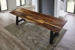 Baumkante Esstisch Sheesham shinafarben  280x100 A-Gestell schwarz Lotti