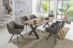 Baumkante Esstisch Indisches Rosenholz teakfarben  160x85 X-Gestell schwarz Lotti