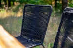 Outdoor-Tischgruppe Baumkante 7tlg Akazie massiv mit 6 Stühlen U-Gestell schwarz AVILA