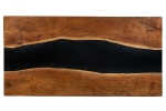 Esstisch Akazie natur 180 x 90 cm Epoxidharz-Ader + schwarzem U-Gestell Eisen SATI