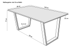 Esstisch Baumkante Massiv Mango naturfarben 120 x 80 silber V-Gestell DORA