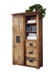 Highboard 100 x 175 x 45 Mangoholz massiv mit Schiebetür + Schubladen NORIK
