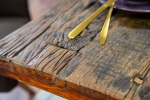 Baumkantentisch Rough Wood Platte 260 cm X-Gestell schwarz Ramon