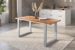 Baumkantentisch Akazie mit schwarzen Resin-Adern naturfarben 180 x 90 cm U-Gestell silber POLLY