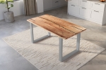 Baumkantentisch Akazie mit schwarzen Resin-Adern naturfarben 180 x 90 cm U-Gestell silber POLLY