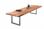  Esstisch Baumkante massiv Akazie natur 300 x 120 silber VALIN