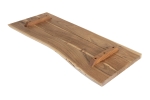 Holzplatte Arya mit echter Baumkante (einseitig), 80 x 30 cm, Akazienholz naturfarben, massiv & lackiert