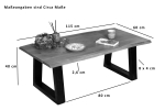 Couchtisch Baumkante mit Trapez-Metallgestell Akazie massiv 115 x  60 cm nussbaumfarben APRIL