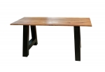 Esstisch 140 x 80 cm Akazie massiv naturfarben gerade Kante A-Gestell PASCAL