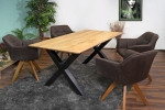 Esstisch 280 x 100 cm Akazie massiv naturfarben Schweizer Kante X-Gestell ANDI